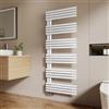 EMKE Scaldasalviette termoarredo a acqua calda per bagno, 1535 x 600 mm, Tubo rotondo Porta asciugamani, Scaldasalviette con attacchi laterali,Bianco 933W