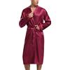 Irdcomps Vestaglia Uomo Raso Accappatoio Vestaglie da Uomo Satin Kimono Pigiama Manica Lunga Camicia da Notte con Cintura e Tasca Loungewear e Abbigliamento da Notte per Casa Hotel Spa Rosso L