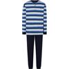 El Búho Nocturno Pigiama Uomo Cotone Lungo Leggero - 100% o Mistura - Intero Manica Lunga Maglia Righe Tasche - Set Due Pezzi Notte Casa Autunno Mezza Stagione, 100% Cotone, Blu 5592, 3XL