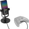 TONOR Microfono Gaming compatibile con Xbox, Microfono a Condensatore RGB per Streaming con Durata Della Batteria di 30 Ore, Monitoraggio in Tempo Reale, One-touch Mute, 200cm,TCX3