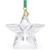 Swarovski Annual Edition Decorazione a Stella 2023, con Stella in Cristallo, Metallo Placcato in Tonalità Oro e Nastro Rayon Color Verde, Bianco