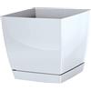 IMJ-Global Vaso per Fiori piante Quadrato Coubi Square Decorativo in Plastica Alto 17 cm da interno esterno 18x18 cm Quadrato Bianco Design Moderno 4 Litri