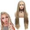 SERENEWIG Parrucca sintetica con treccine, in stile afroamericano, fatta a mano, capelli castani con mèches bionde, per drag queen, con tulle sulla parte frontale, da donna, per feste