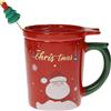 MUG C/TAPPO ROSSO NEW BONE CHINA C/CUCCHIAINO ALBERO GOLD INOX/SILICONE