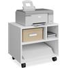 Relaxdays Carrello Porta Stampante, con 3 Scomparti, Mobiletto con Ruote per Ufficio e Casa, HLP: 35,5x40x30 cm, Bianco