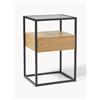 AC Design Comodino in vetro Randolf - Nero, Legno chiaro