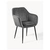 AC Design Sedia con braccioli in velluto e gambe in metallo Emilia