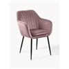 AC Design Sedia con braccioli in velluto e gambe in metallo Emilia