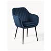 AC Design Sedia con braccioli in velluto e gambe in metallo Emilia -