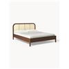 Westwing Collection Letto in legno con testiera in vimini Jones