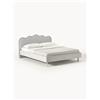 Westwing Collection Letto imbottito con testiera ondulata Romy - Grigio