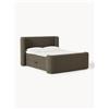 Westwing Collection Letto boxspring in bouclé con contenitore Perla - Verde