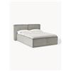 Westwing Collection Letto boxspring in velluto a coste Lennon - Grigio