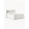 Westwing Collection Letto boxspring in bouclé con contenitore Perla - Bianco