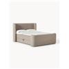 Westwing Collection Letto boxspring in bouclé con contenitore Perla - Beige