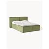 Westwing Collection Letto boxspring in velluto a coste Lennon - Verde