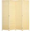 HOMCOM Paravento da Interno a 4 Ante Pieghevole in Legno e Bambù Altezza 180cm, Colore Naturale|Aosom