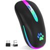 KBCASE Mouse Wireless Ricaricabile,Bluetooth Mouse Senza Fili 2,4 GHz con Mini Ricevitore USB e Tipo-C Mauser Gaming Wireless con 7 RGB Colori per PC,Laptop,Computer,Mac,Notebook,Windows,Andriod