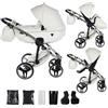 Junama Passeggino TRIO Diamond Fluo Individual 2in1 3in1 4in1 (15 - bianco e argento, 2in1 con adattatori)