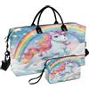 Mnsruu Borsone da viaggio, borsa da palestra con unicorno arcobaleno e stella, borsa da palestra con borsa portaoggetti, borsa per la notte, per uomini e donne, viaggi, sport, yoga, Multicolore, Taglia unica