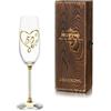 Nuptio Bicchieri Champagne 50 Anni: Prosecco Flute Compleanno Regalo Dorati con Legno Scatola Regali Idee per Donna Personalizzati Cristallo Vetro 7.04oz