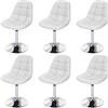 Mendler Set 6X sedie girevoli Sgabello HWC-A60 Design Moderno Sala Pranzo Ecopelle Bianco