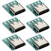 Greluma 6 Pz Connettore da 16 pin TYPE-C a adattatore per scheda PCB da 2,54 mm, da USB C a DIP 4 pin per la ricarica e la trasmissione dei dati