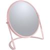 Spirella - Specchio ingranditore da terra AKIRA - Acciaio Robusto - Doppia Faccia con Ingrandimento x5 e Specchio Classico - Ruotabile a 360° - Rosa Opaco