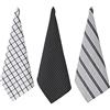 Penguin Home® Set di 3 asciugamani da cucina | 100% cotone | ecologici, sostenibili | strofinacci | eleganti con diversi motivi|Dimensioni: 50 x 70 | colore: nero e bianco | strofinacci |