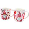 Dekohelden24 Set di Tazze da caffè, Bicchieri per Vin brulé, Bicchieri in Porcellana Rosa, con Cuori e Dolci, in Set da 2, Dimensioni: 13 x 8 x 10 cm, capacità 360 ml per Tazza.