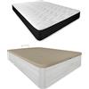 DUÉRMETE ONLINE Pack Materasso viscoelastico Pocket Visco Reversibile + Canapé in legno apribile ad alta capacità, 135 x 190