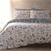 Drift Home - Copripiumino ecologico floreale foglia - Letto matrimoniale (200 x 200 cm) - Design reversibile - Cotone riciclato sostenibile (BCI) - 2 federe - Blu/Naturale con foglia