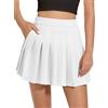 Eisnnu Gonna a Pieghe con Tasche a Vita Alta Corta da Donna, Mini Gonna a Informale Elasticizzata Solida di Base con Pantaloncini (IT, Testo, 3XL, Regular, Regular, Bianco)