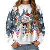 RAISEVERN Donna Natale Felpe a Maglia Funny Manica Lunga Brutto Pupazzo di Neve Fiocco di Neve Grigio Bianco Ugly Pullover Christmas, XL