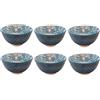 Excelsa set 6 ciotola coppetta rami azzurro in porcellana diametro 10,5x6 cm cod.47891