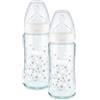 NUK Bottiglia di vetro First Choice ⁺ dalla nascita 240 ml, temperatura control in confezione doppia bianca