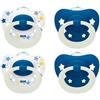 NUK Signature Night Ciuccio in silicone. 18-36 mesi, blu scuro, 4 pezzi