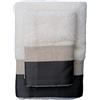 RICAMI FIORENTINI BALDI Set Asciugamani con Balza Lino e Raso, Spugna di Cotone 100%, 5 Pezzi: 2 Viso + 2 ospite + Telo Doccia. Idea Regalo. Prodotto Artigianale Toscano (5 Pezzi, Siena,Panna-Grigio)