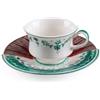 Seletti CHUCUITO - Set di tazza da tè ibrida con piattino, elegante, tavola ibrida, occidentale, orientale, motivo floreale, moderno, resistente, piattino, tè nero