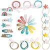 Papierdrachen 48 speciali mollette per capelli e elastici per capelli in molti colori, durevoli e robusti, fermagli per bambini con glitter e rivestimento in tessuto, accessori per capelli rosa