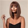 PORSMEER Parrucca Donna Medio Lunga con Frangia Natuaral Sintetici dritti Parrucca Capelli Parrucche marrone rossa Bob per Donna ragazze,per carnevale Halloween feste, 35cm