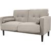 GARDENIA Divano fisso rivestimento in Vellutino e imbottitura in Poliestere, con Gambe in Legno e Cuscini Sfoderabili JoY, Tortora, 130x75xH73 CM