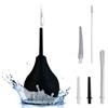 Keezmiley Bulbo per clistere in silicone medicale - 224 ml di bulbo per clistere intestinale senza BPA e senza ftalati - Bulbo per clistere intimo con 4 cannule e spazzolino per la pulizia incluso (Nero)