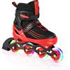 MGYZM Pattini in linea per bambini, regolabili, per bambini, adulti, ragazze e ragazzi, pattini in linea, per interni ed esterni, viola (Rosso, Medium(34-37 EU))