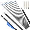 surwolf 32 Frecce in Carbonio per Tiro con L'Arco ID 4.2mm Frecce da Caccia 1000 Dorso per Compound di Tiro con L'Arco e Ricurvo e Arco Tradizionale 12&24Pz (12, blu+frecce)