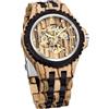 Tiong Orologio sportivo meccanico in legno quadrante digitale cavo cinturino in legno con lancette luminose orologio meccanico uomo