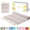 SOLTAKO Fouta Beach - Fouta XXL - Asciugamano da spiaggia anti-sabbia - Telo da bagno per Hammam, Sauna, Yoga, Picnic - Fouta Beach 300x200 cm - Lenzuolo 2 Persone