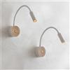 ouglres Lampada da lettura da parete, 2 pezzi, lampada da parete a LED con interruttore, lampada da parete in legno, orientabile a 360°, lampada da comodino, da parete, per camera da letto, corridoio