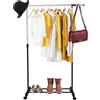 Newpop Appendiabiti da Terra, Regolabile Porta Abiti Altezza 90-160CM, Larghezza 80-150CM, Attaccapanni con Ruote Estensibile Portatile, per Amera da Letto e Balcone Appendi Abiti, Metti Scarpe