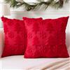 Artscope 2 Pezzi Natalizio Federe in Lana Corta Velluto Copricuscini Morbido Decorativo Fodere per Cuscino Lusso Stile per Divano Camera da Letto Natale Alberi e Neve Rosso 60x60 cm